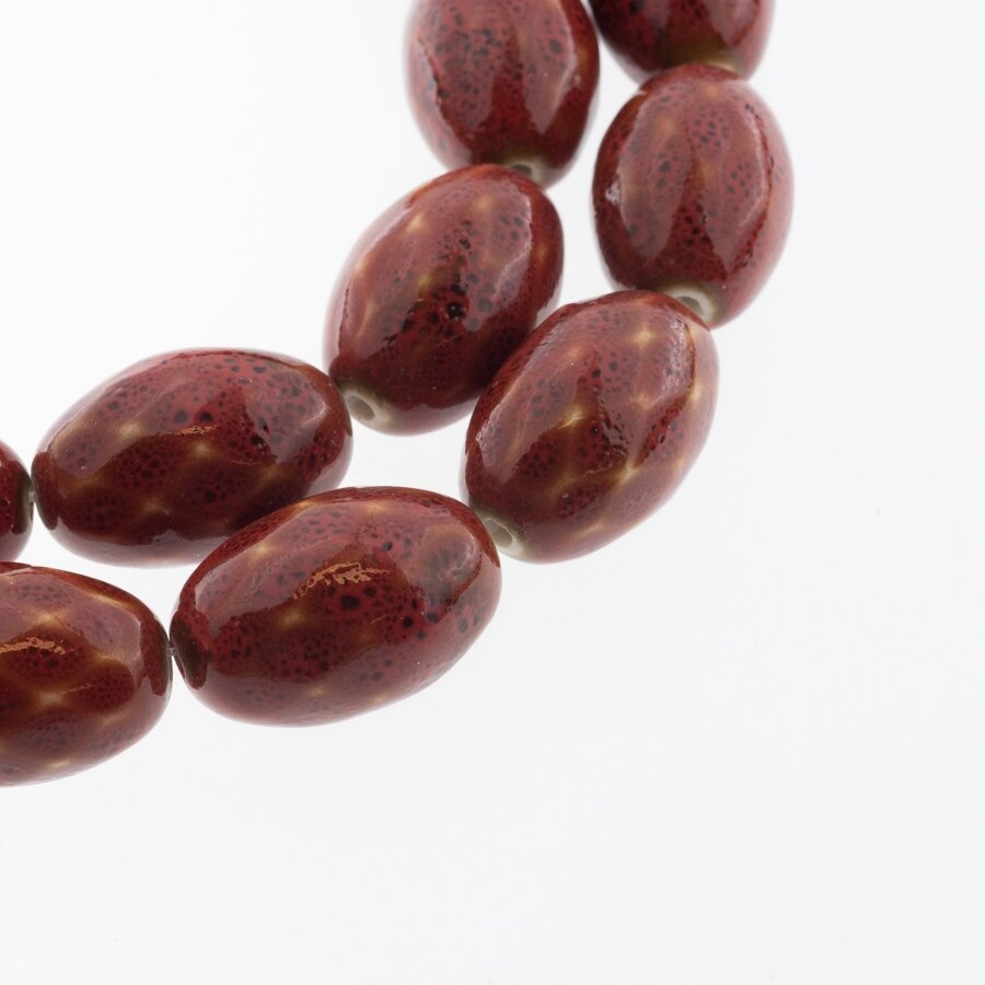 Ceramic, Faceted Oval Bead, #S14 Terracotta Red Snakeskin, about 10 pcs/strand, about 18x28 mm Ceramic, Faceted Oval Bead, #S14 Terracotta Red Snakeskin, about 10 pcs/strand, about 18x28 mm