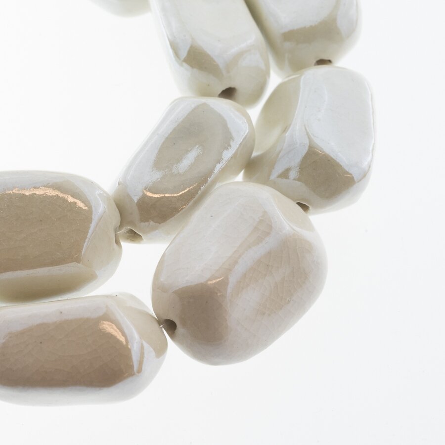 Ceramic, Nugget Bead, #A41 Milky White, about 11 pcs/strand, about 28x35x20 mm