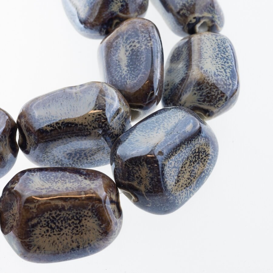 Ceramic, Nugget Bead, #S18 Aged Cappuccino, about 11 pcs/strand, about 28x35x20 mm