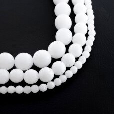 Kinų baltas žadeitas, natūralus, briaunuotas, apvali forma, 37-39 cm/gija, 4, 6, 8, 10, 12 mm Kinų baltas žadeitas, natūralus, briaunuotas, apvali forma, 37-39 cm/gija, 4, 6, 8, 10, 12 mm