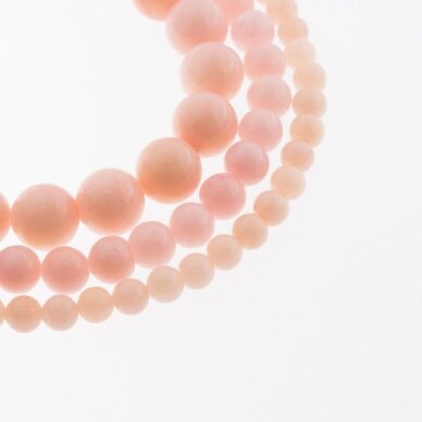 Chinese White Jade (Quartz), Natural, Dyed, Round Bead, #27 Peach Pink, 37-39 cm/strand, 6, 8, 10, 12 mm