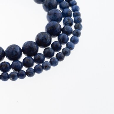 Chinese White Jade (Granite), Natural, Dyed, Round Bead, #43 Black Spotted Royal Blue, 37-39 cm/strand, 6, 8, 10, 12 mm