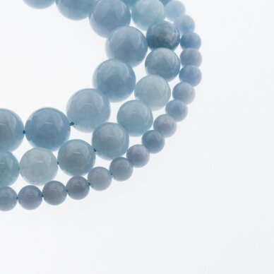 Chinese White Jade, Natural, Dyed, Round Bead, Light Blue, 37-39 cm/strand, 6, 8, 10, 12 mm