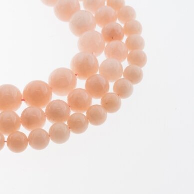 Chinese White Jade, Natural, Dyed, Round Bead, Light Peach Pink, 37-39 cm/strand, 6, 8, 10, 12 mm