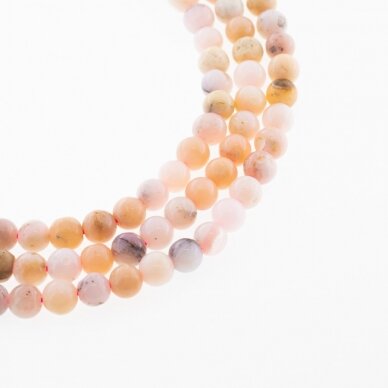 Kinų rožinis opalas, natūralus, C kokybė, apvali forma, 37-39 cm/gija, 6, 8, 10 mm