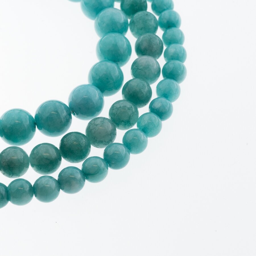 Chinese White Jade (Quartz), Natural, Dyed, Round Bead, #41 Tile Green, 37-39 cm/strand, 6, 8, 10, 12 mm