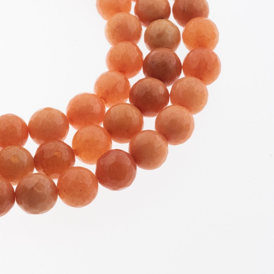 Chinese White Jade (Quartz), Natural, Dyed, Faceted Round Bead, #20 Orange, 37-39 cm/strand, 6, 8, 10, 12 mm Chinese White Jade (Quartz), Natural, Dyed, Faceted Round Bead, #20 Orange, 37-39 cm/strand, 6, 8, 10, 12 mm