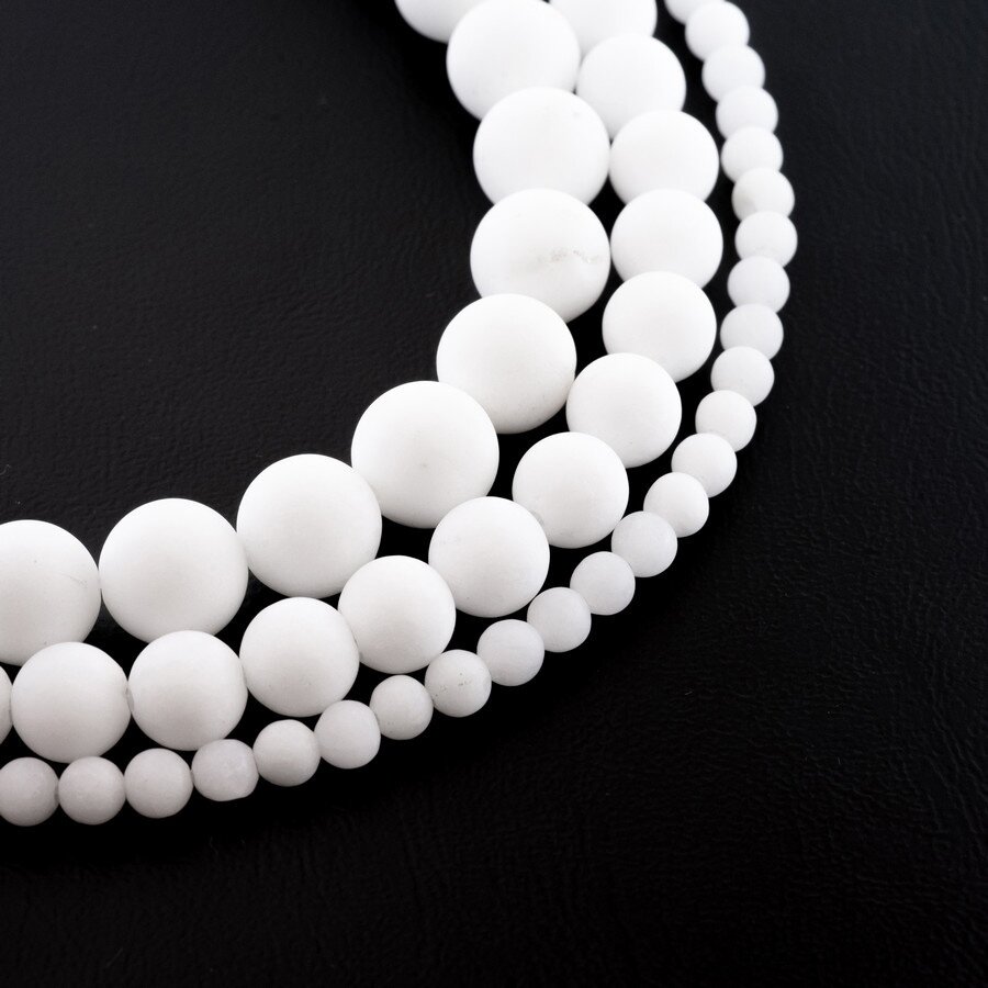 Chinese White Jade (Quartz), Natural, Matte Round Bead, 37-39 cm/strand, 4, 6, 8, 10, 12, 14 mm Chinese White Jade (Quartz), Natural, Matte Round Bead, 37-39 cm/strand, 4, 6, 8, 10, 12, 14 mm
