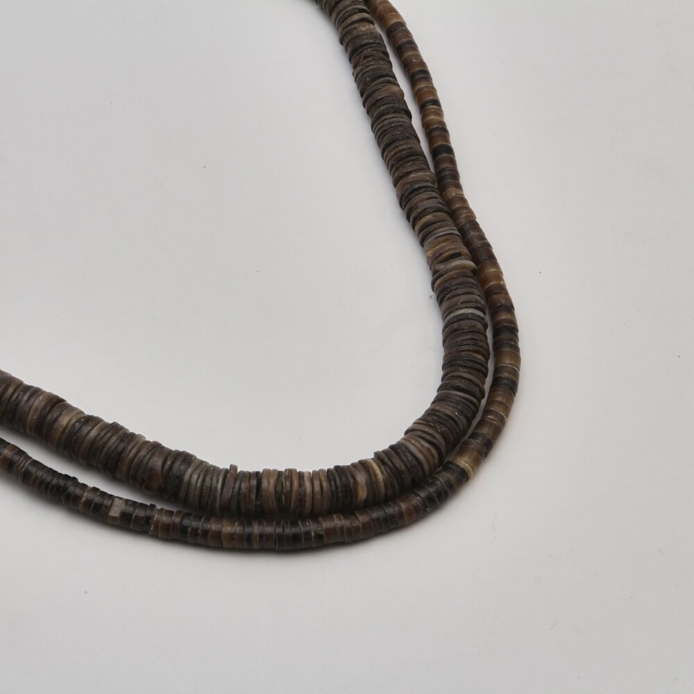 Shell beads, reconstituted, B grade, uneven rondelle shape, #44 dark brown color, 39 cm/strand, 7x3, 10x2 mm Shell beads, reconstituted, B grade, uneven rondelle shape, #44 dark brown color, 39 cm/strand, 7x3, 10x2 mm