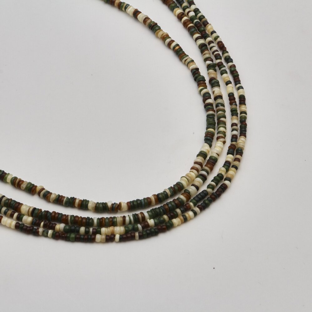 Shell beads, reconstituted, B grade, uneven rondelle shape, #63 color mix, 39 cm/strand, 4x2, 5x2 mm