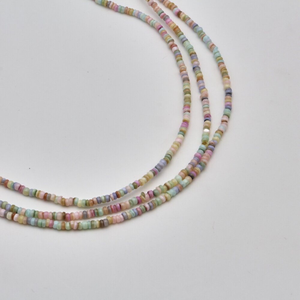 Shell beads, reconstituted, B grade, uneven rondelle shape, #97 color mix, 39 cm/strand, 4x2 mm Shell beads, reconstituted, B grade, uneven rondelle shape, #97 color mix, 39 cm/strand, 4x2 mm