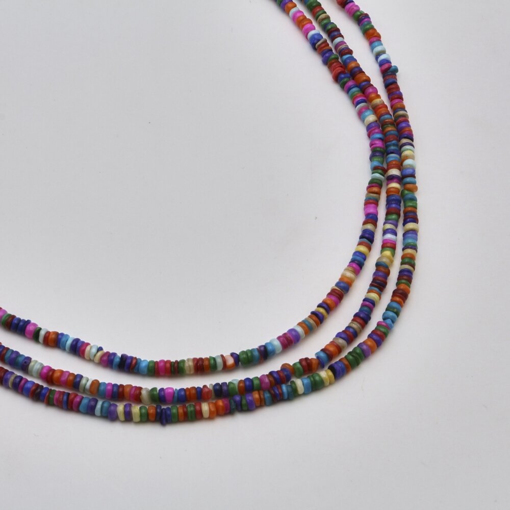 Shell beads, reconstituted, B grade, uneven rondelle shape, #98 color mix, 39 cm/strand, 5x2 mm Shell beads, reconstituted, B grade, uneven rondelle shape, #98 color mix, 39 cm/strand, 5x2 mm