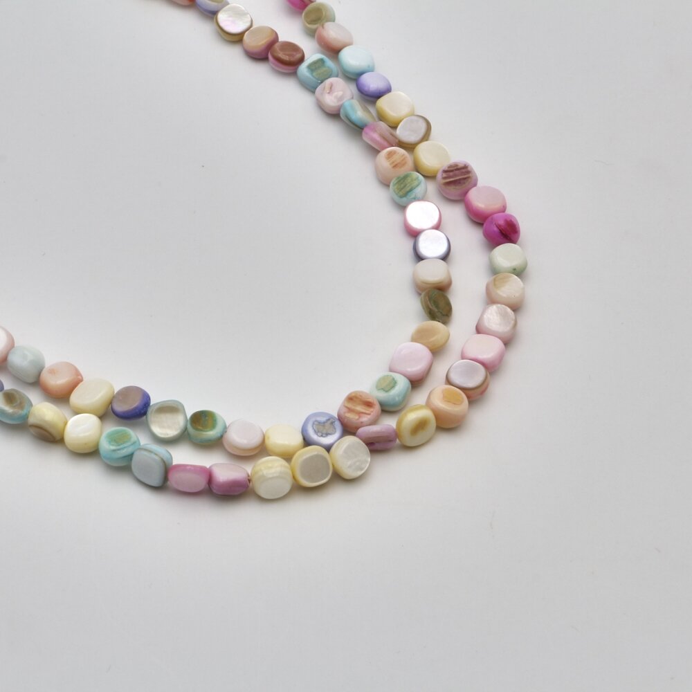 Shell beads, reconstituted, B grade, flat rounded square shape, #97 color mix, 39 cm/strand, 8 mm Shell beads, reconstituted, B grade, flat rounded square shape, #97 color mix, 39 cm/strand, 8 mm