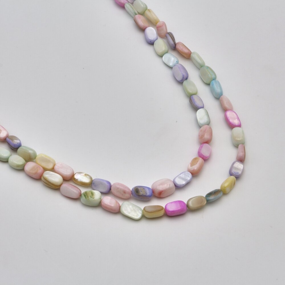 Shell beads, reconstituted, B grade, tube shape, #97 color mix, 39 cm/strand, 4x5 mm