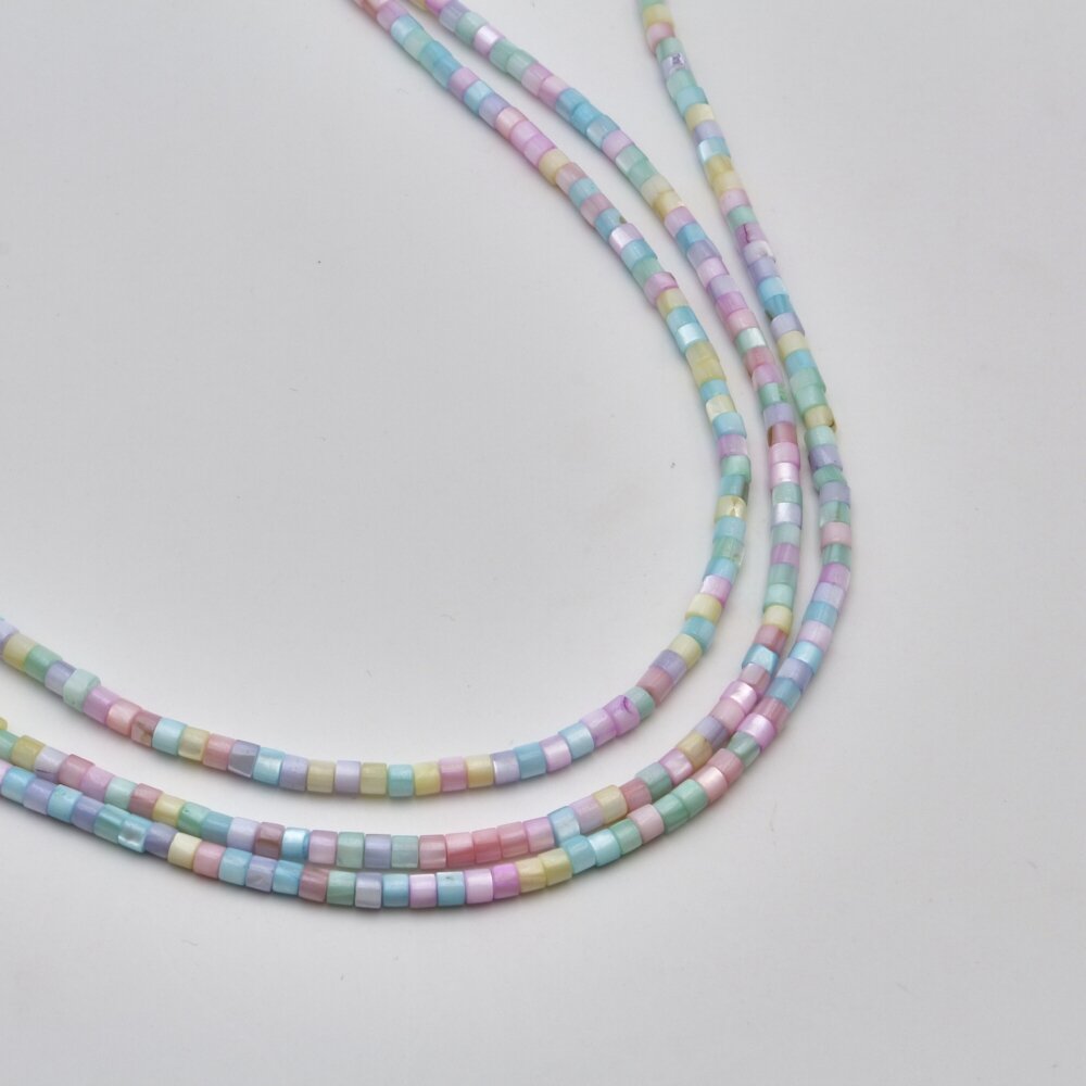 Shell beads, reconstituted, B grade, tube shape, #97 color mix, 39 cm/strand, 4x5 mm