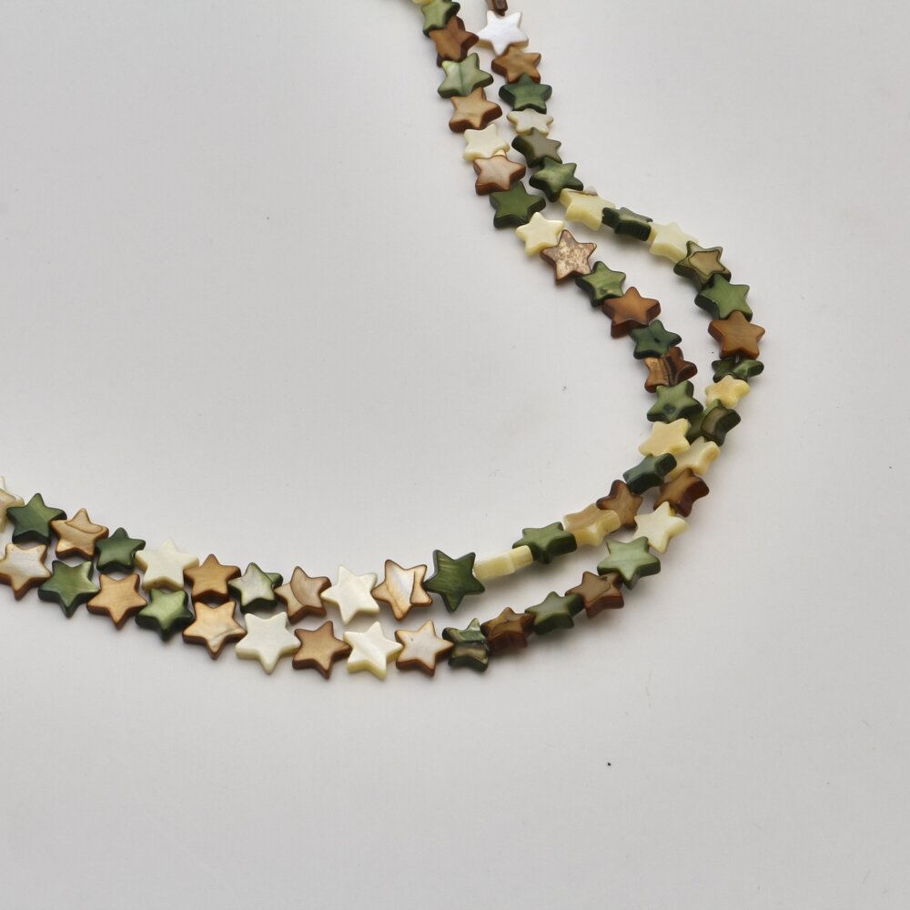 Shell beads, reconstituted, B grade, star shape, #64 color mix, 39 cm/strand, 8 mm Shell beads, reconstituted, B grade, star shape, #64 color mix, 39 cm/strand, 8 mm