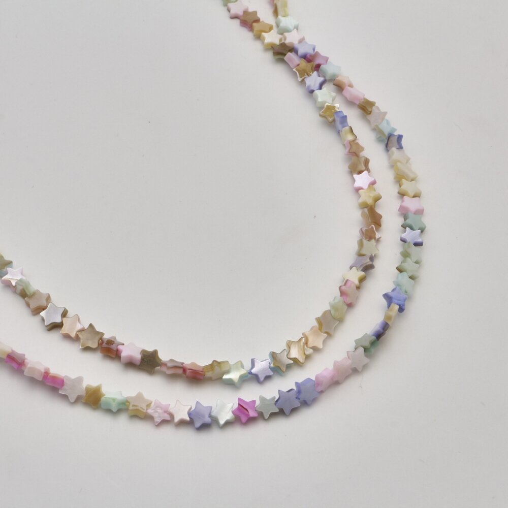 Shell beads, reconstituted, B grade, star shape, #97 color mix, 39 cm/strand, 6, 8 mm Shell beads, reconstituted, B grade, star shape, #97 color mix, 39 cm/strand, 6, 8 mm