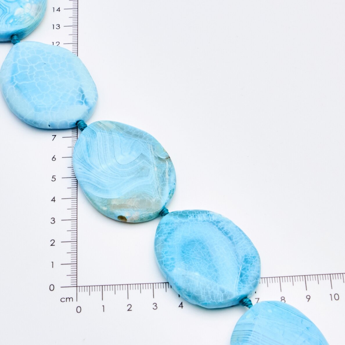 Crackle Agate, Faceted Oval, Light Blue, 37-40 cm/strand, thickness up to 5 mm