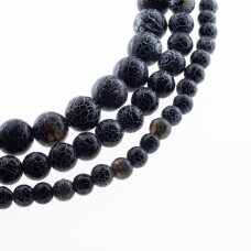 Crackle Agate, Natural, Dyed, Round Bead, Black, 37-39 cm/strand, 4 mm Crackle Agate, Natural, Dyed, Round Bead, Black, 37-39 cm/strand, 4 mm