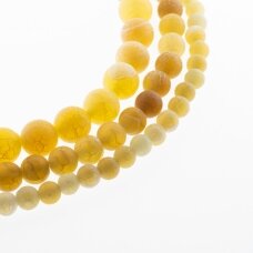 Crackle Agate, Natural, Dyed, Matte Round Bead, Yellow, 37-39 cm/strand, 4, 6, 8, 10, 12, 14 mm