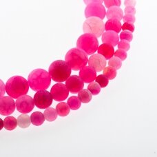 Crackle Agate, Natural, Dyed, Matte Round Bead, Pink, 37-39 cm/strand, 4, 6, 8, 10, 12, 14 mm