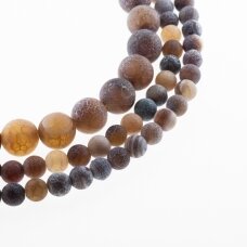 Crackle Agate, Natural, Dyed, Matte Round Bead, Brown, 37-39 cm/strand, 4, 6, 8, 10, 12, 14 mm