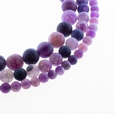 Crackle Agate, Natural, Dyed, Matte Round Bead, Violet, 37-39 cm/strand, 4, 6, 8, 10, 12, 14 mm