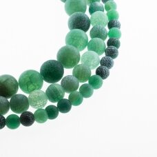 Crackle Agate, Natural, Dyed, Matte Round Bead, Green, 37-39 cm/strand, 4, 6, 8, 10, 12, 14 mm
