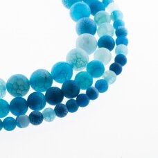 Crackle Agate, Natural, Dyed, Matte Round Bead, Sky Blue, 37-39 cm/strand, 4, 6, 8, 10, 12, 14 mm
