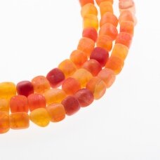 Crackle Agate, Natural, Dyed, Matte Cube Bead, Orange, 37-39 cm/strand, 8 mm