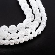 Kraklē kwarc, odzyskany syntetyczny, kształt okrągły, przezroczysty biały kolor, 37-39 cm/sznur, 4, 6, 8, 10, 12, 14, 16, 18, 20 mm Kraklē kwarc, odzyskany syntetyczny, kształt okrągły, przezroczysty biały kolor, 37-39 cm/sznur, 4, 6, 8, 10, 12, 14, 16, 18, 20 mm