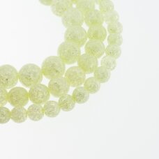 Crackle Quartz/Ice Flake Quartz, Reconstituted, Dyed, Round Bead, #H04 Lime Green, 37-39 cm/strand, 6, 8, 10, 12 mm