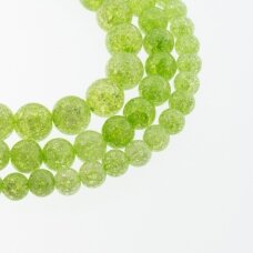 Crackle Quartz/Ice Flake Quartz, Reconstituted, Dyed, Round Bead, #H05 Green, 37-39 cm/strand, 6, 8, 10, 12 mm