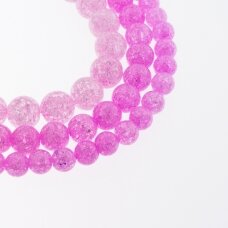 Kraklē kwarc, odzyskany syntetyczny, malowany, kształt okrągły, #H10 różowy kolor, 37-39 cm/sznur, 6, 8, 10, 12 mm Kraklē kwarc, odzyskany syntetyczny, malowany, kształt okrągły, #H10 różowy kolor, 37-39 cm/sznur, 6, 8, 10, 12 mm