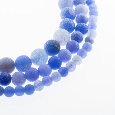 Crackle Agate, Natural, Dyed, Matte Round Bead, Blue, 37-39 cm/strand, 4, 6, 8, 10, 12, 14 mm