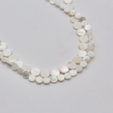Shell beads, reconstituted, B grade, flat disc shape, #53 pearl color, 39 cm/strand, 9, 12 mm