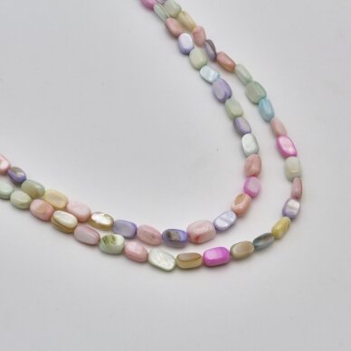 Shell beads, reconstituted, B grade, tube shape, #97 color mix, 39 cm/strand, 4x5 mm