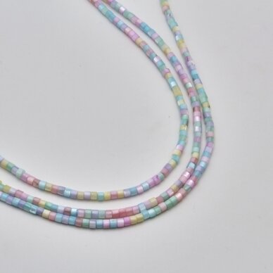 Shell beads, reconstituted, B grade, tube shape, #97 color mix, 39 cm/strand, 4x5 mm