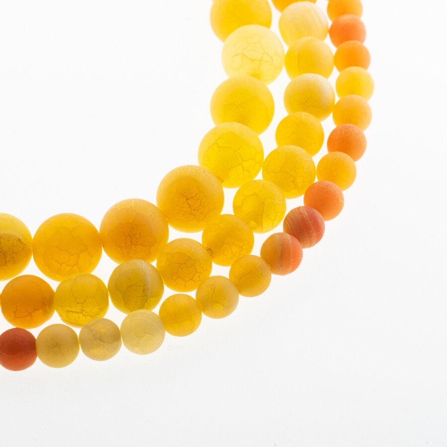 Crackle Agate, Natural, Dyed, Matte Round Bead, Orange, 37-39 cm/strand, 4, 6, 8, 10, 12, 14 mm