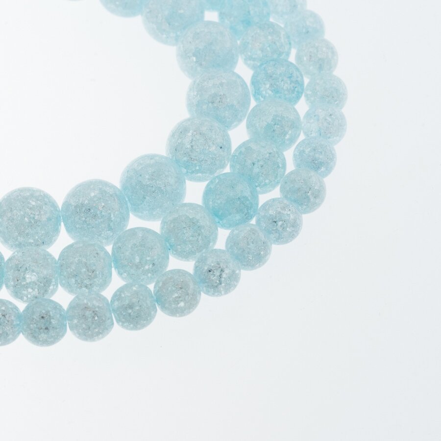 Crackle Quartz/Ice Flake Quartz, Reconstituted, Dyed, Round Bead, #H06 Sky Blue, 37-39 cm/strand, 6, 8, 10, 12 mm Crackle Quartz/Ice Flake Quartz, Reconstituted, Dyed, Round Bead, #H06 Sky Blue, 37-39 cm/strand, 6, 8, 10, 12 mm