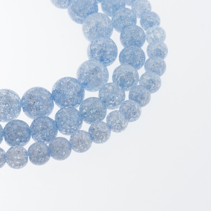Crackle Quartz/Ice Flake Quartz, Reconstituted, Dyed, Round Bead, #H07 Light Blue, 37-39 cm/strand, 6, 8, 10, 12 mm Crackle Quartz/Ice Flake Quartz, Reconstituted, Dyed, Round Bead, #H07 Light Blue, 37-39 cm/strand, 6, 8, 10, 12 mm