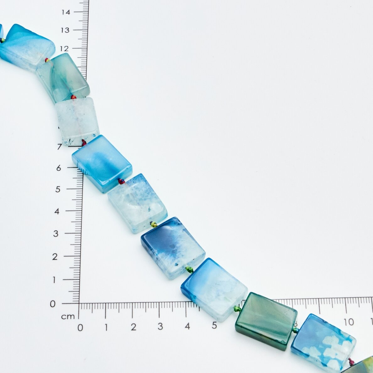 Quartz Agate, Rectangular, Blue, 37-40 cm/strand, thickness up to 5 mm