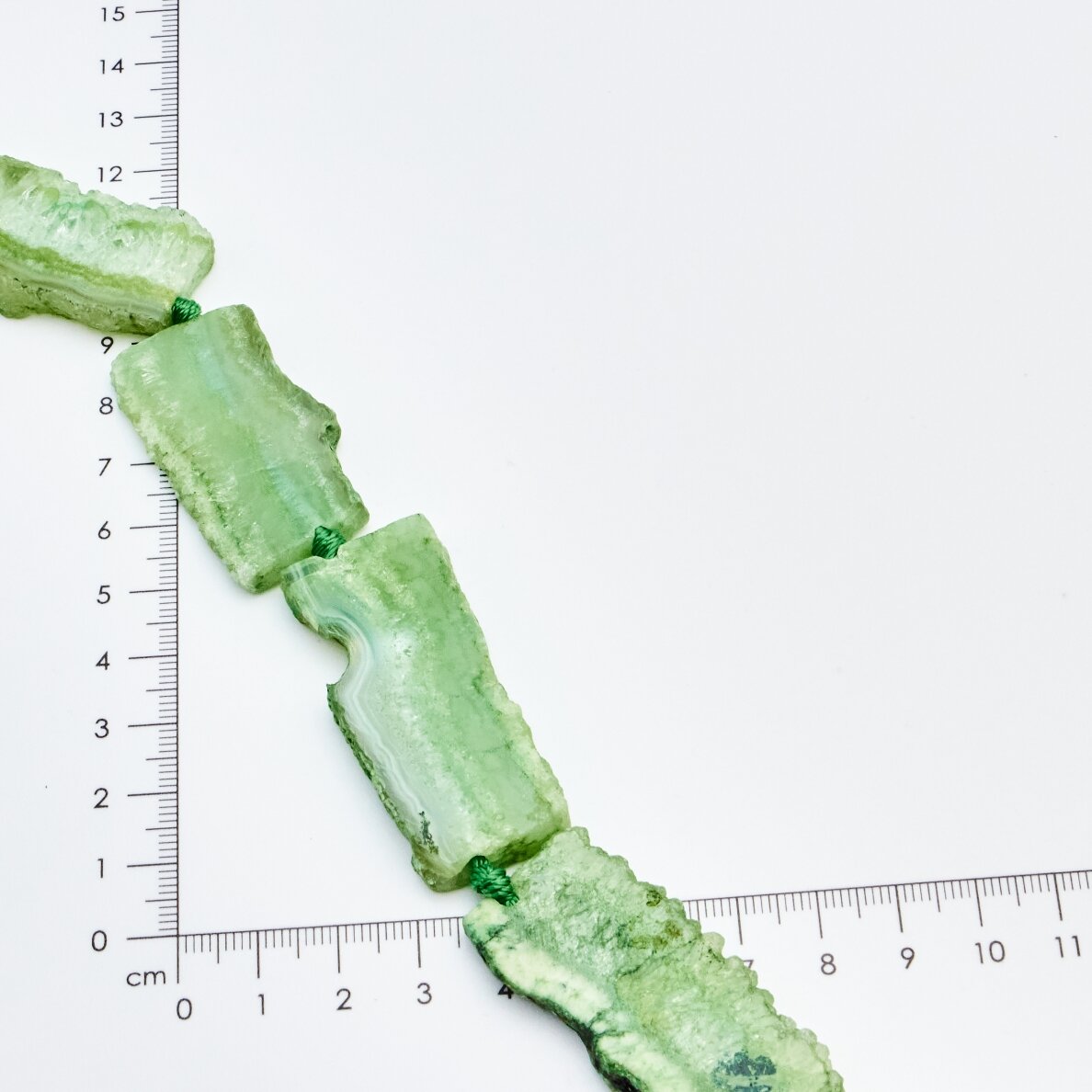 Quartz Agate, Rectangular, Green, 37-40 cm/strand, thickness up to 5 mm