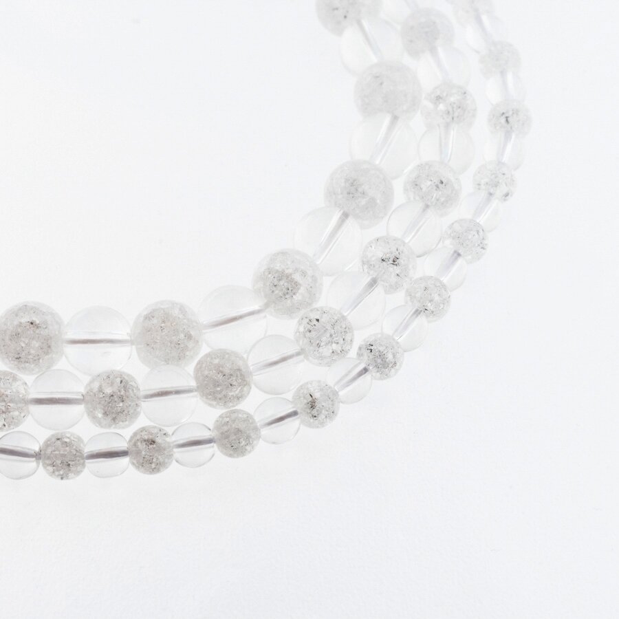 Mixed Quartz (Crackle Quartz/Ice Flake Quartz-Rock Crystal Quartz), Reconstituted, Round Bead, White and Transparent Clear, 37-39 cm/strand, 4, 6, 8, 10, 12, 14, 16, 18, 20 mm Mixed Quartz (Crackle Quartz/Ice Flake Quartz-Rock Crystal Quartz), Reconstituted, Round Bead, White and Transparent Clear, 37-39 cm/strand, 4, 6, 8, 10, 12, 14, 16, 18, 20 mm