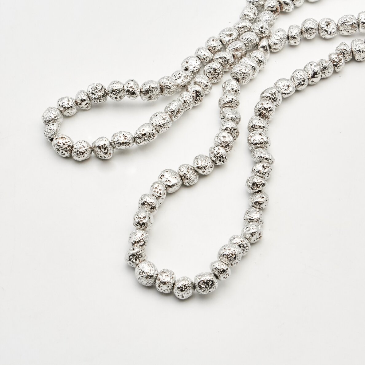 Lava Rock, Natural, Electroplated, Pebble Bead, Nickel Grey, 37-39 cm/strand, about 8x10-10x12 mm Lava Rock, Natural, Electroplated, Pebble Bead, Nickel Grey, 37-39 cm/strand, about 8x10-10x12 mm