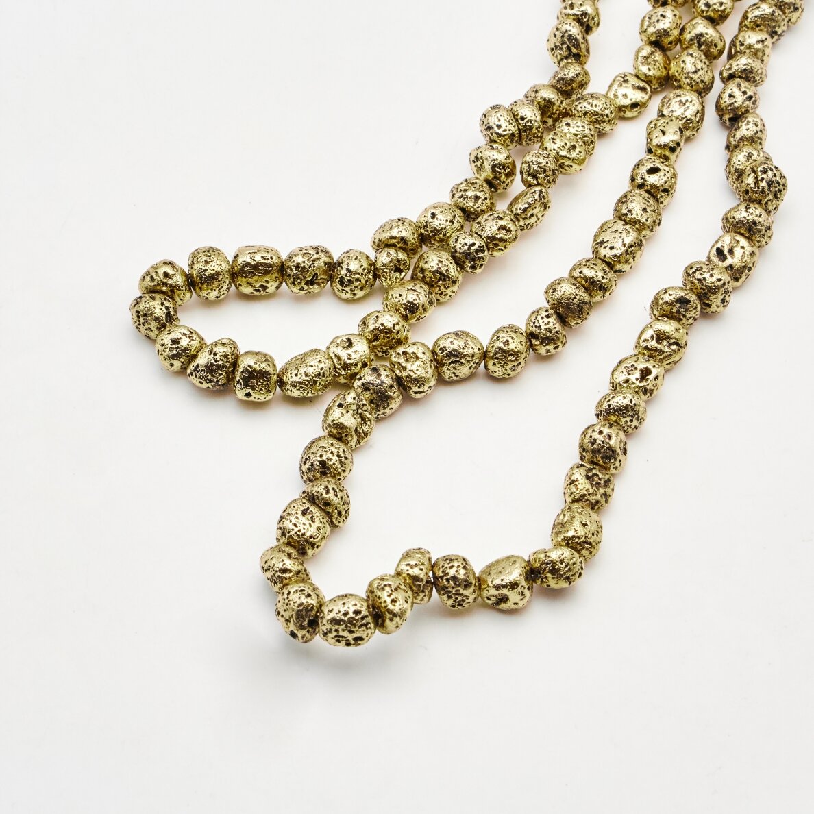 Lava Rock, Natural, Electroplated, Pebble Bead, Antique Gold, 37-39 cm/strand, about 8x10-10x12 mm Lava Rock, Natural, Electroplated, Pebble Bead, Antique Gold, 37-39 cm/strand, about 8x10-10x12 mm