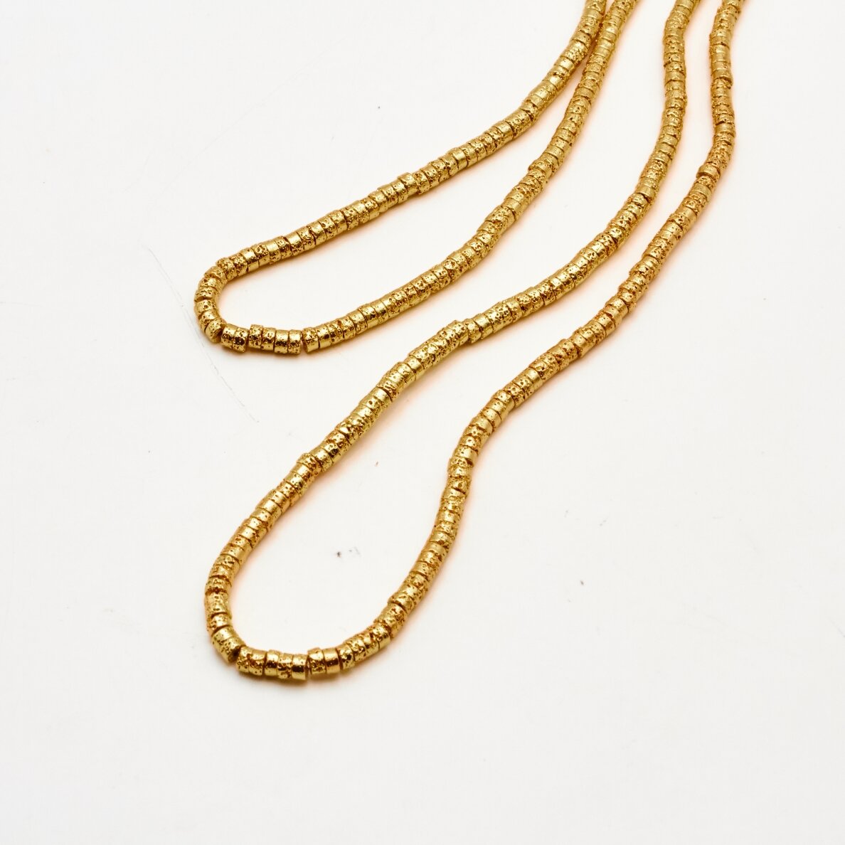 Lava Rock, Natural, Electroplated, Heishi Rondelle Bead, Yellow Gold, 37-39 cm/strand, about 5x3 mm Lava Rock, Natural, Electroplated, Heishi Rondelle Bead, Yellow Gold, 37-39 cm/strand, about 5x3 mm