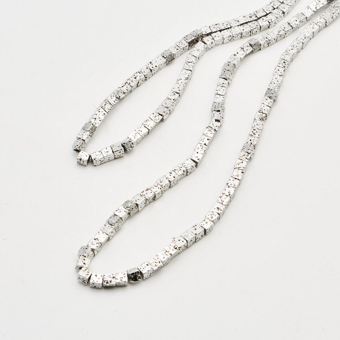 Lava Rock, Natural, Electroplated, Cube Bead, Nickel Grey, 37-39 cm/strand, about 4 mm Lava Rock, Natural, Electroplated, Cube Bead, Nickel Grey, 37-39 cm/strand, about 4 mm