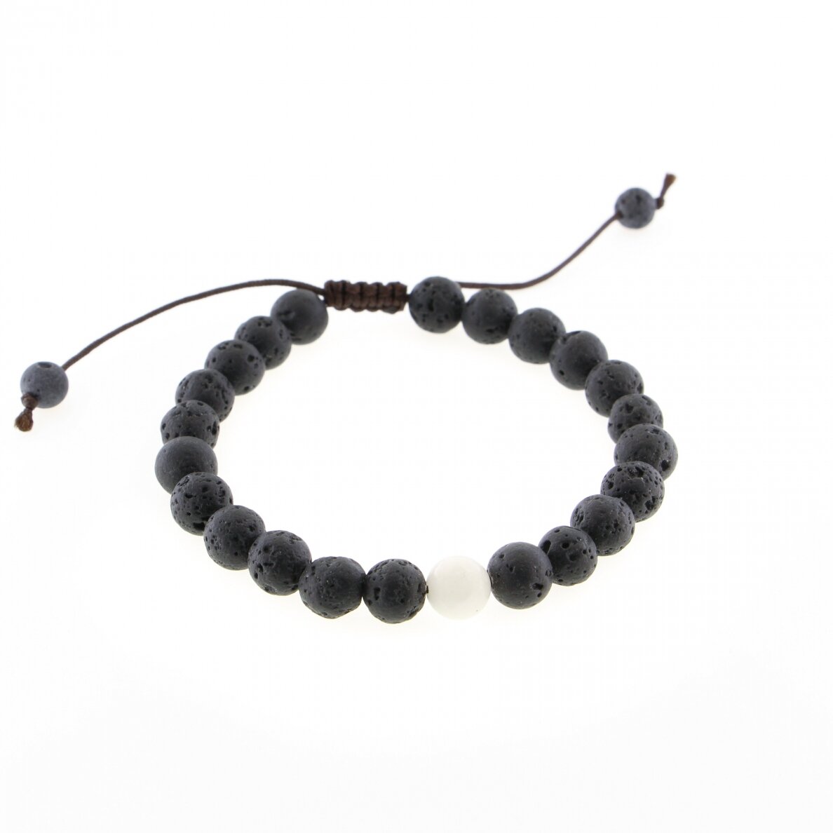 Lava and howlite bracelet, adjustable size, 8mm wide