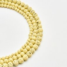 Lava, natūrali, AB kokybė, padengta epoksidine derva, apvali forma, #02, 37-39 cm/gija, 4 mm